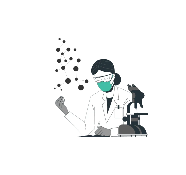 Cientista de laboratório analisando uma amostra de urina no microscópio