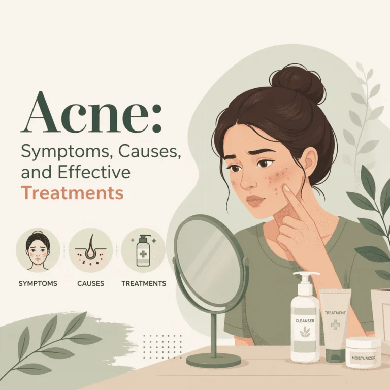 Ilustração sobre acne: sintomas, causas e tratamentos eficazes