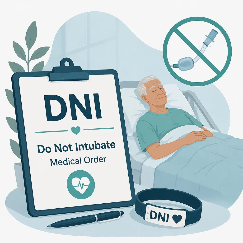أمر DNI (عدم التنبيب) موضّحاً بوصفه توجيهاً طبياً للرعاية