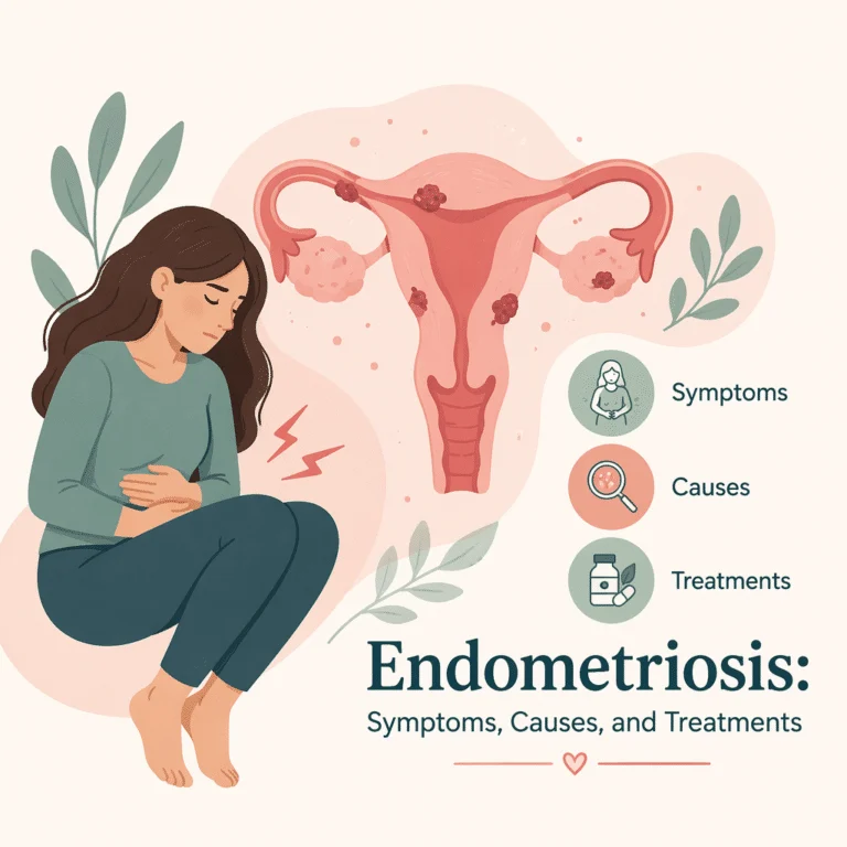 Ilustração sobre endometriose: sintomas, causas e tratamentos