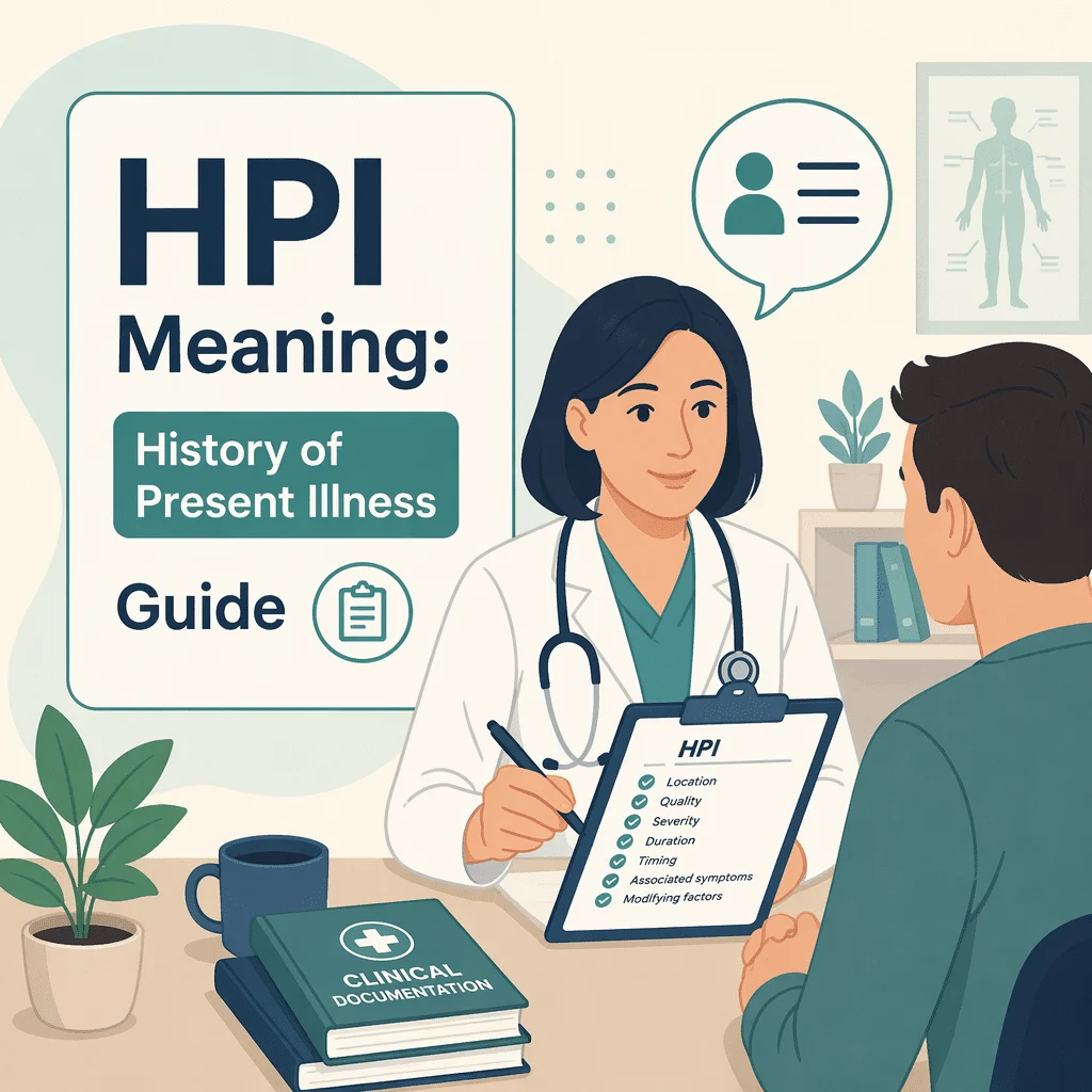 قصة المرض الحالي HPI موضّحة كجزء من السجل الطبي