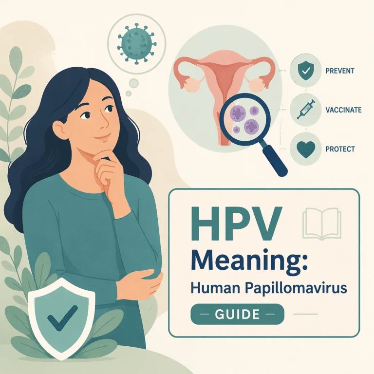 Ilustração explicando o HPV (papilomavírus humano), seus tipos e os exames de rastreamento