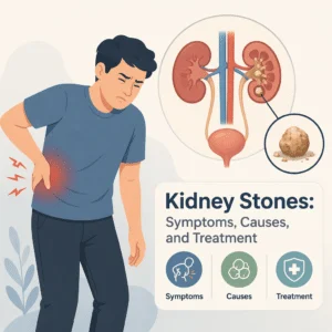 Kidney stones explained including their symptoms, causes, and treatment