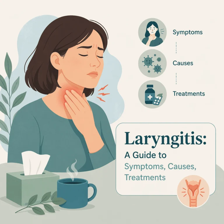 Ilustração sobre laringite: rouquidão, sintomas, causas e tratamento