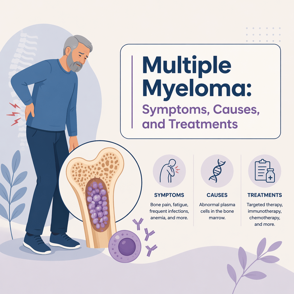 Multiple myeloma explained including its symptoms, causes, and treatments