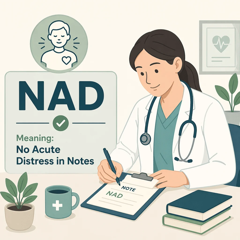 معنى اختصار NAD في الملاحظات السريرية: المريض لا يُعاني من ضائقة حادة