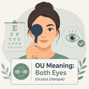 اختصار OU في طب العيون يعني كلتا العينين، مأخوذ من اللاتينية oculus uterque