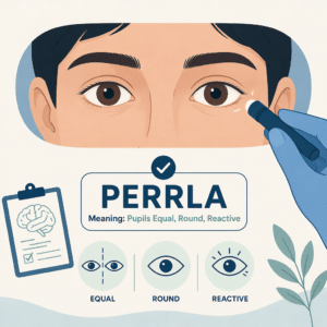 PERRLA eye exam finding for pupils equal, round, and reactive to light