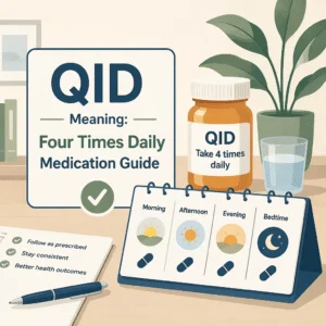 Abréviation d'ordonnance QID signifiant un médicament pris quatre fois par jour