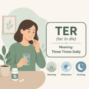 TER ter in die abréviation de prescription signifiant une prise trois fois par jour
