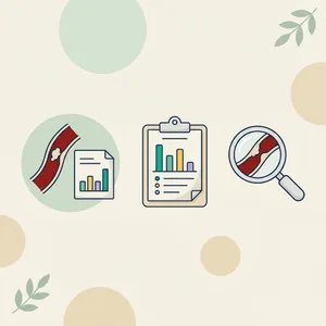 Illustration of a leg vein with a clot, a D-dimer lab report with one bar marked high and a serum blood tube